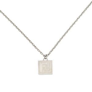 美品 フェンディ FFロゴ スクエア ネックレス メタル シルバー 0500【中古】FENDI