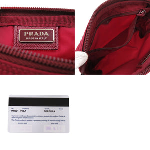 新品同様 プラダ 1N0021 トライアングルロゴ ナイロン レッド 化粧ポーチ 赤 ポーチ 0513【中古】PRADA