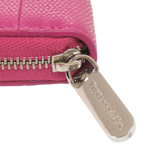 未使用品 ティファニー ロゴ レザー ホットピンク ラウンドファスナー 長財布 0530【中古】TIFFANY&Co.
