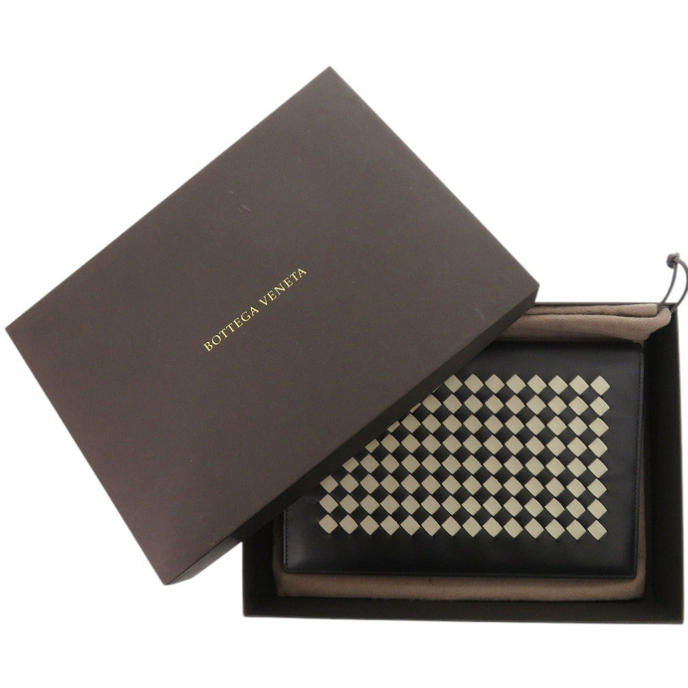 新品同様 ボッテガヴェネタ イントレチャート レザー ブラック 手帳カバー 黒 0531【中古】BOTTEGAVENETA メンズ