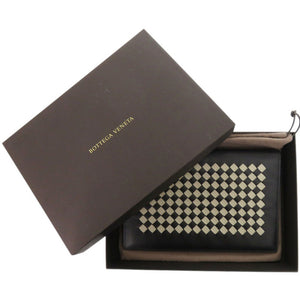 新品同様 ボッテガヴェネタ イントレチャート レザー ブラック 手帳カバー 黒 0531【中古】BOTTEGAVENETA メンズ