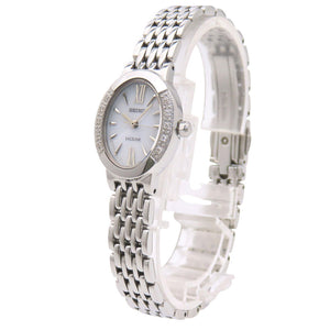 セイコー エクセリーヌ ダイヤベゼル V117-0AV0 ソーラー 腕時計 SS/ダイヤモンド ホワイト 0545【中古】SEIKO レディース