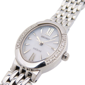 セイコー エクセリーヌ ダイヤベゼル V117-0AV0 ソーラー 腕時計 SS/ダイヤモンド ホワイト 0545【中古】SEIKO レディース