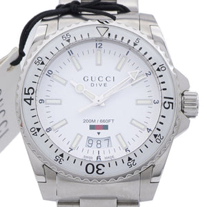 未使用 グッチ ダイブ 136.3 クオーツ 腕時計 ステンレススチール ホワイト 白文字盤 0550【中古】GUCCI メンズ