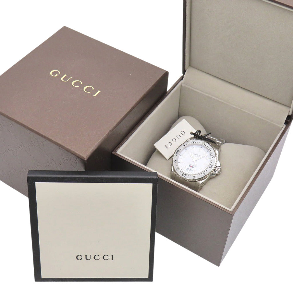 未使用 グッチ ダイブ 136.3 クオーツ 腕時計 ステンレススチール ホワイト 白文字盤 0550【中古】GUCCI メンズ