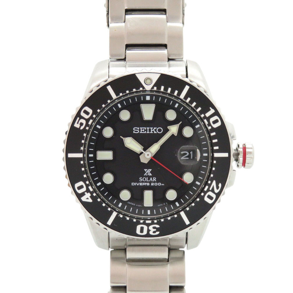 セイコー プロスペックス ダイバー V157-0BT0 ブラック SS 黒文字盤 ソーラー 腕時計 0557【中古】SEIKO
