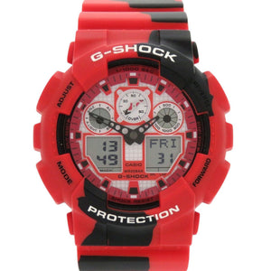 美品 カシオ G-SHOCK 錦鯉 GA-100JK-4AJR 樹脂 レッド ブラック クオーツ デジタル アナログ 腕時計 赤 0562【中古】CASIO
