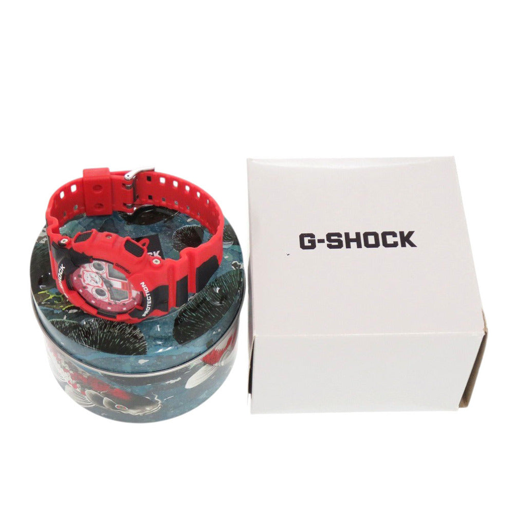 美品 カシオ G-SHOCK 錦鯉 GA-100JK-4AJR 樹脂 レッド ブラック クオーツ デジタル アナログ 腕時計 赤 0562【中古】CASIO