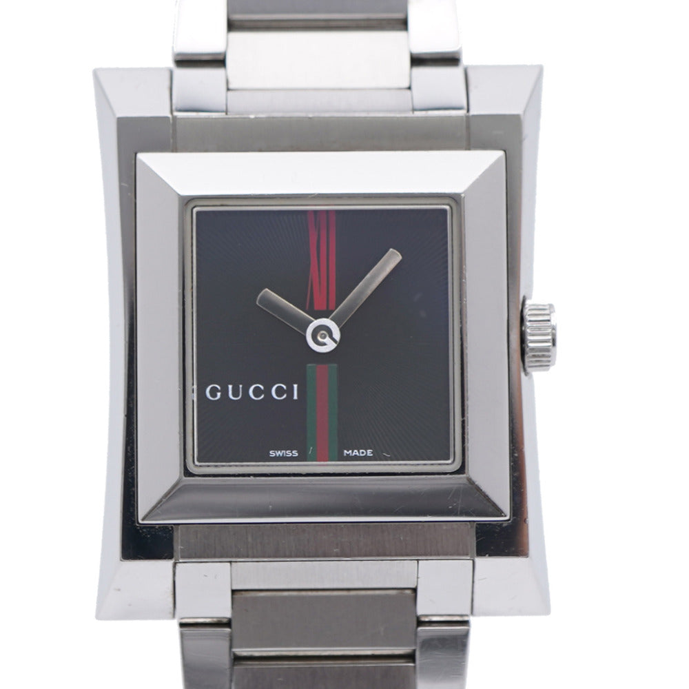 美品 グッチ スクエア 111L 腕時計 ステンレススチール ブラック 黒文字盤 0564【中古】GUCCI レディース