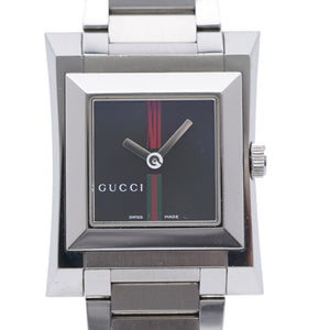 美品 グッチ スクエア 111L 腕時計 ステンレススチール ブラック 黒文字盤 0564【中古】GUCCI レディース