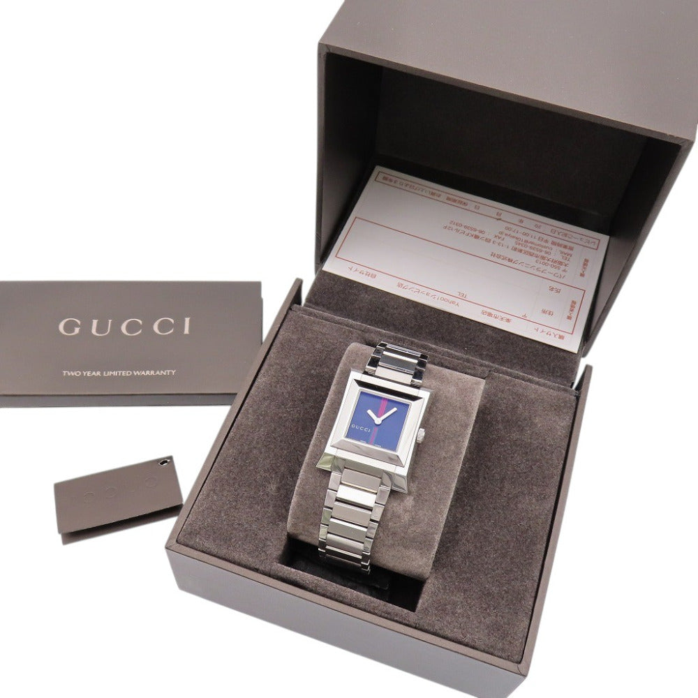 美品 グッチ スクエア 111L 腕時計 ステンレススチール ブラック 黒文字盤 0564【中古】GUCCI レディース
