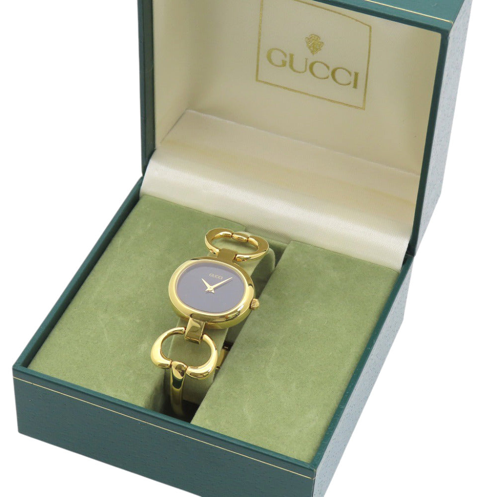 美品 グッチ 1600 クオーツ 腕時計 ステンレススチール ブラック/ゴールド 黒文字盤 0572【中古】GUCCI レディース