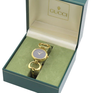 美品 グッチ 1600 クオーツ 腕時計 ステンレススチール ブラック/ゴールド 黒文字盤 0572【中古】GUCCI レディース