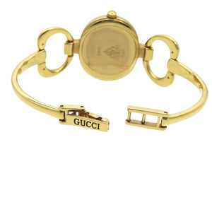 美品 グッチ 1600 クオーツ 腕時計 ステンレススチール ブラック/ゴールド 黒文字盤 0572【中古】GUCCI レディース
