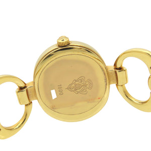 美品 グッチ 1600 クオーツ 腕時計 ステンレススチール ブラック/ゴールド 黒文字盤 0572【中古】GUCCI レディース
