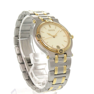 美品 グッチ 9000M SS アイボリー ゴールド シルバークオーツ 腕時計 0573【中古】GUCCI