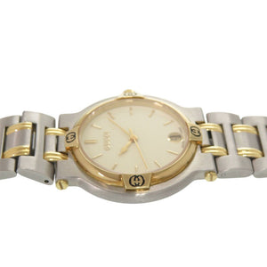 美品 グッチ 9000M SS アイボリー ゴールド シルバークオーツ 腕時計 0573【中古】GUCCI