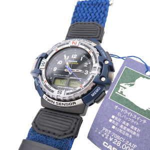 新品同様 カシオ プロトレック オートライトスイッチ PRT-70SCJ-2AJF クオーツ 腕時計 SS ブルー ブラック 黒文字盤 0576【中古】CASIO メンズ