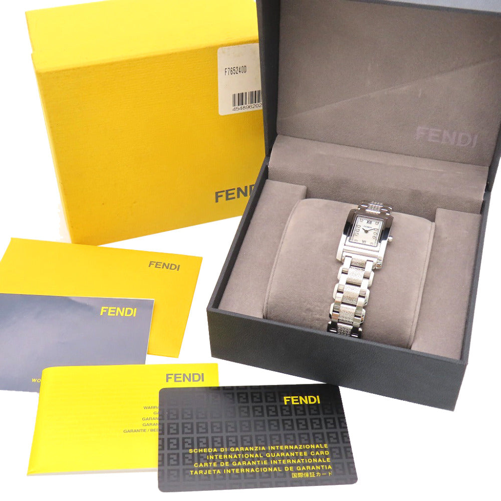 美品 フェンディ クラシコ 10Pダイヤ クオーツ 腕時計 SS / ホワイトシェル / ダイヤモンド 0577【中古】FENDI