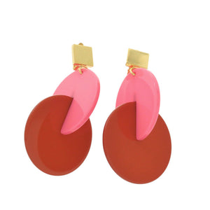 美品 マルニ レッド ピンク ゴールド プラスチック イヤリング 赤 0590【中古】MARNI
