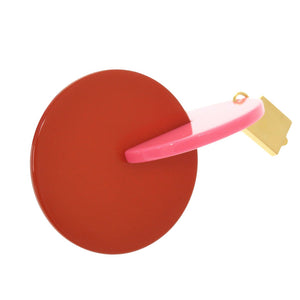 美品 マルニ レッド ピンク ゴールド プラスチック イヤリング 赤 0590【中古】MARNI