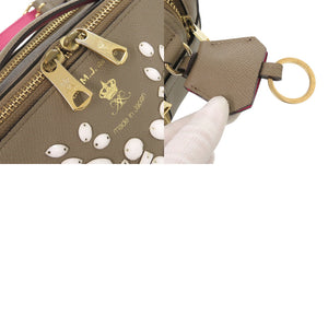 美品 エーディーエムジェイ 2way ウォレットバッグ ホワイトスワロフスキー レザー グレージュ ショルダーバッグ 0605【中古】ADMJアクセソワ