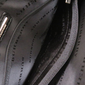 美品 バーバリー レザー ブラック クラッチバッグ 黒 0612【中古】BURBERRY メンズ