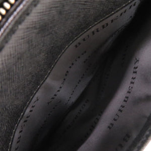 美品 バーバリー レザー ブラック クラッチバッグ 黒 0612【中古】BURBERRY メンズ