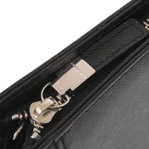 美品 バーバリー レザー ブラック クラッチバッグ 黒 0612【中古】BURBERRY メンズ