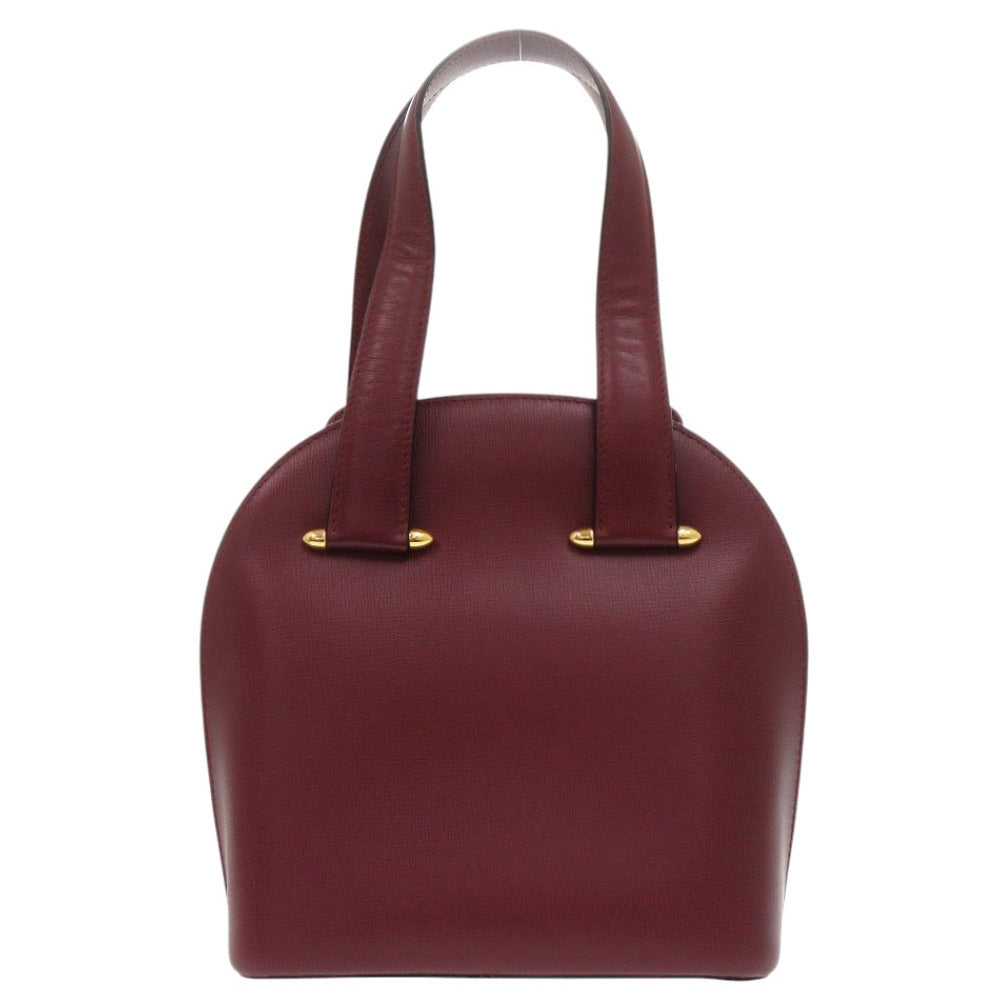 美品 カルティエ マスト ドゥ カルティエ レザー ボルドー レッド ハンドバッグ 0718【中古】CARTIER