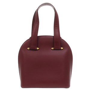 美品 カルティエ マスト ドゥ カルティエ レザー ボルドー レッド ハンドバッグ 0718【中古】CARTIER