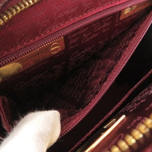 美品 カルティエ マスト ドゥ カルティエ レザー ボルドー レッド ハンドバッグ 0718【中古】CARTIER
