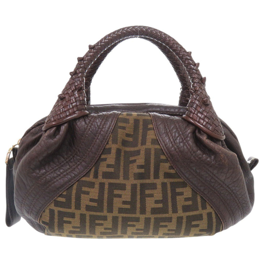 フェンディ ミニ スパイバッグ 8BL078 レザー/キャンバス ブラウン ハンドバッグ 茶 0731【中古】FENDI