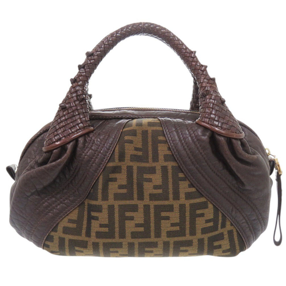 フェンディ ミニ スパイバッグ 8BL078 レザー/キャンバス ブラウン ハンドバッグ 茶 0731【中古】FENDI