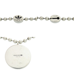 グッチ × アディダス コラボ ボールチェーン インターロッキング ネックレス ペンダント シルバー925 青 0792【中古】GUCCI adidas メンズ