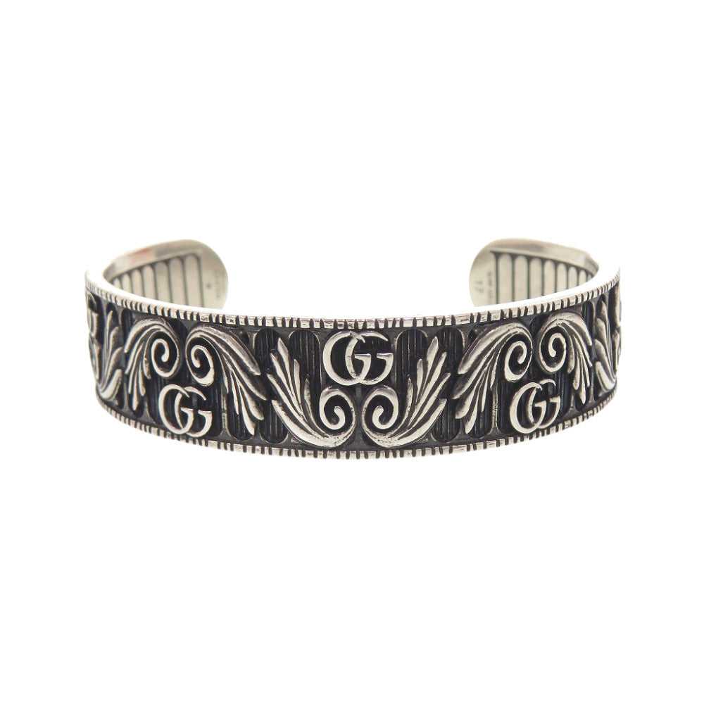 美品 グッチ ダブルG リーフモチーフ 551907-J8400-0811-16 シルバー925 バングル 0795【中古】GUCCI メンズ