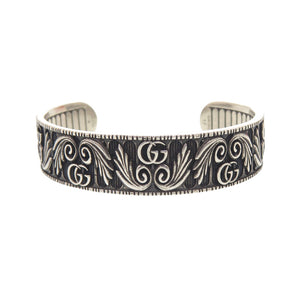 美品 グッチ ダブルG リーフモチーフ 551907-J8400-0811-16 シルバー925 バングル 0795【中古】GUCCI メンズ