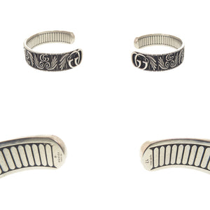 美品 グッチ ダブルG リーフモチーフ 551907-J8400-0811-16 シルバー925 バングル 0795【中古】GUCCI メンズ