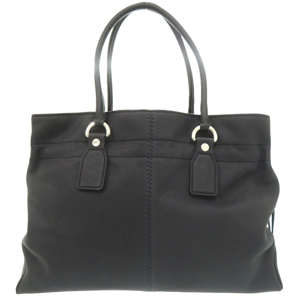 新品同様 トッズ ロゴ レザー ネイビー トートバッグ ハンドバッグ 0813【中古】TOD’S