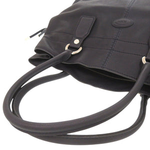 新品同様 トッズ ロゴ レザー ネイビー トートバッグ ハンドバッグ 0813【中古】TOD’S