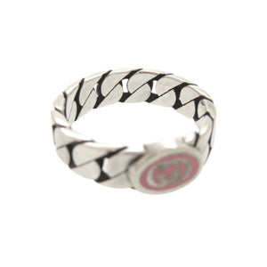 美品 グッチ インターロッキングG シルバー925 #21(20号) シルバー ピンク リング 指輪 0833【中古】GUCCI