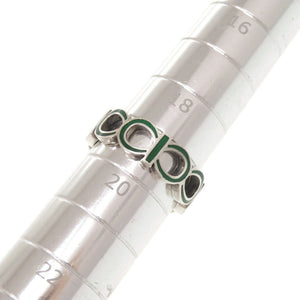 美品 グッチ インターロッキングG #21(約19号) シルバー925 シルバー グリーン リング 指輪 0835【中古】GUCCI