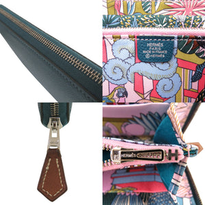 美品 エルメス アザップ ロング シルクイン ヴォーエプソン シルク ヴェールボスフォール D刻印 長財布 0842【中古】HERMES