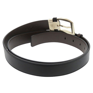 新品同様 ブルガリ スクエアバックル 37885 レザー ブラック ベルト 黒 0875【中古】BVLGARI メンズ