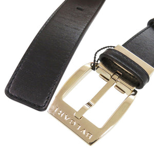 新品同様 ブルガリ スクエアバックル 37885 レザー ブラック ベルト 黒 0875【中古】BVLGARI メンズ