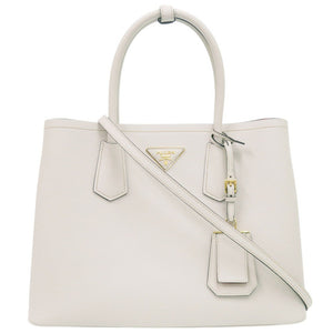 新品同様 プラダ 2WAY サフィアーノ トライアングル 1BG775 レザー アイボリー ハンドバッグ 0936【中古】PRADA