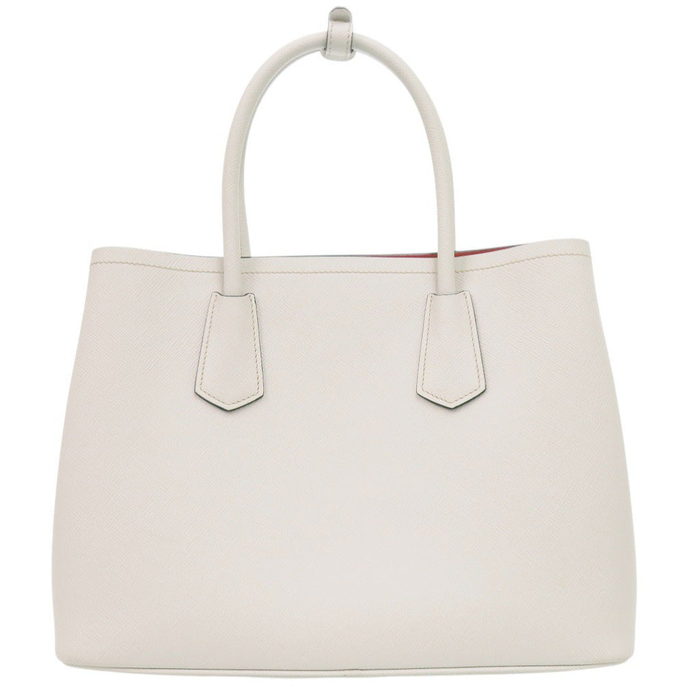 新品同様 プラダ 2WAY サフィアーノ トライアングル 1BG775 レザー アイボリー ハンドバッグ 0936【中古】PRADA