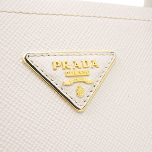 新品同様 プラダ 2WAY サフィアーノ トライアングル 1BG775 レザー アイボリー ハンドバッグ 0936【中古】PRADA