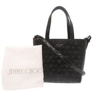 美品 ジミーチュウ ミニ ペガシ スターエンボス パテントレザー ブラック 2WAY ハンドバッグ ショルダーバッグ 黒 0941【中古】JIMMY CHOO