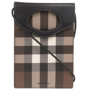 美品 バーバリー チェック柄 フォンケース レザー PVC ブラウン ショルダーバッグ ポシェット 0974【中古】BURBERRY